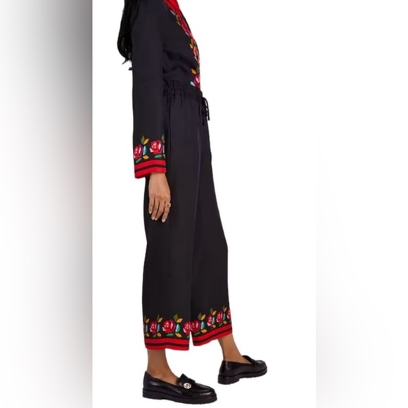 Kate Spade silk blend pants with Rose Border - NWT - Size Large - Picture 13 of 16